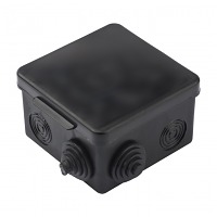 Коробка распаячная  КМР-030-031 с крышкой (80х80х50) 7 мембр. вводов чёрная IP54 EKF