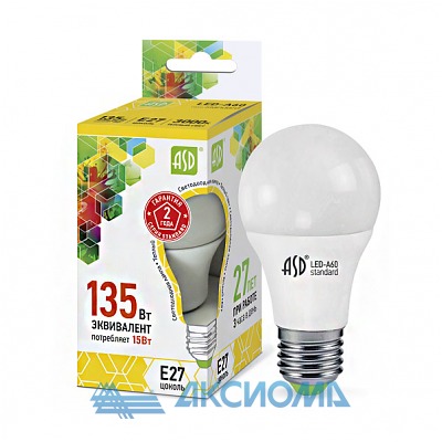   LED-A60-standard 15 210-240 27 3000 1350 ASD
